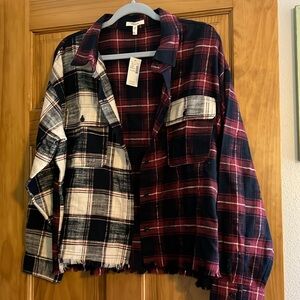 Maurice’s cropped Multi Plaid button down top